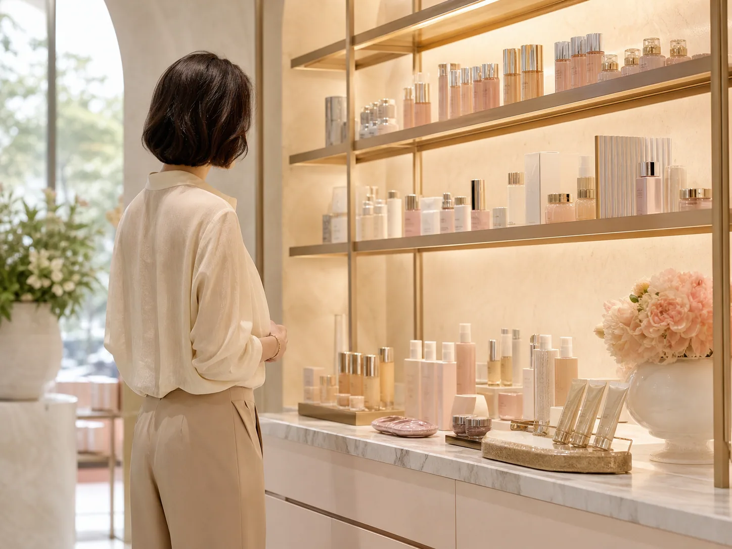 A bright boutique beauty store showcasing curated products